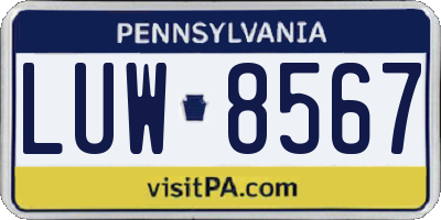 PA license plate LUW8567