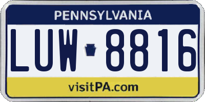 PA license plate LUW8816