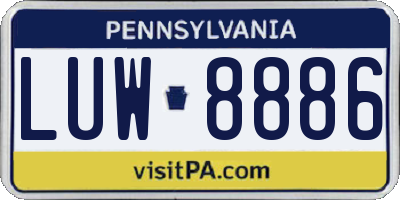 PA license plate LUW8886