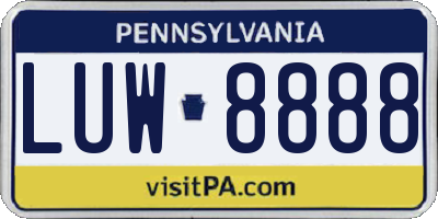 PA license plate LUW8888