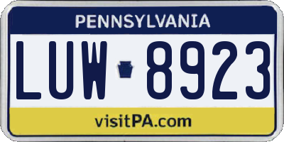 PA license plate LUW8923