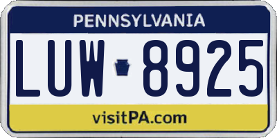 PA license plate LUW8925