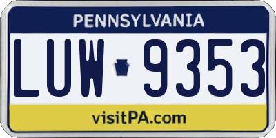 PA license plate LUW9353