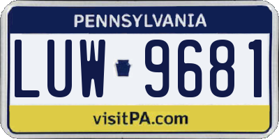 PA license plate LUW9681