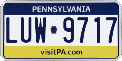 PA license plate LUW9717