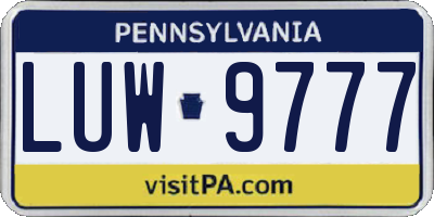 PA license plate LUW9777