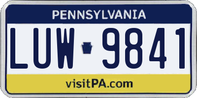 PA license plate LUW9841