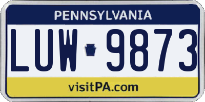 PA license plate LUW9873
