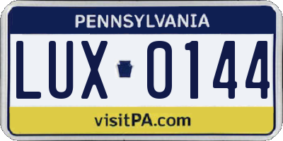 PA license plate LUX0144