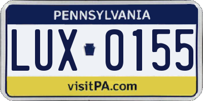 PA license plate LUX0155