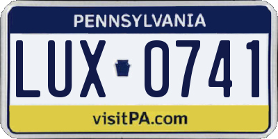 PA license plate LUX0741