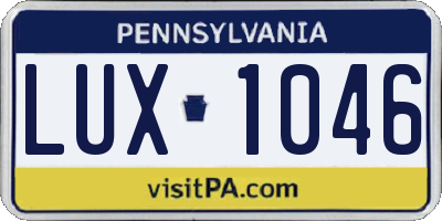 PA license plate LUX1046