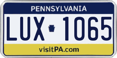 PA license plate LUX1065