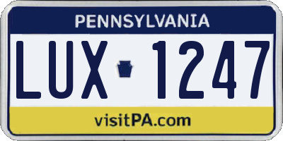 PA license plate LUX1247