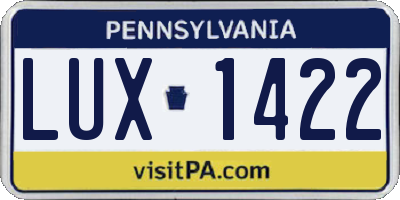PA license plate LUX1422