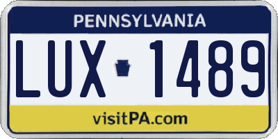 PA license plate LUX1489