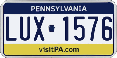 PA license plate LUX1576