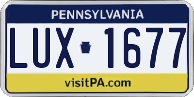PA license plate LUX1677