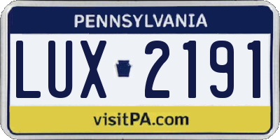 PA license plate LUX2191