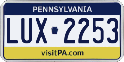 PA license plate LUX2253