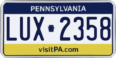 PA license plate LUX2358