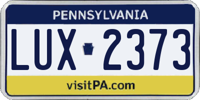 PA license plate LUX2373