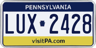 PA license plate LUX2428