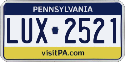 PA license plate LUX2521