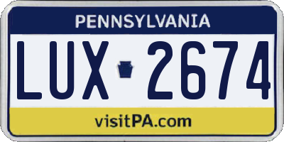 PA license plate LUX2674