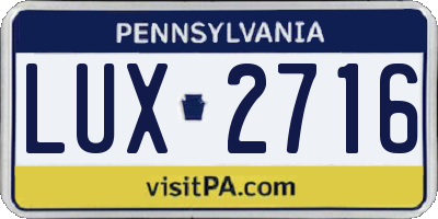 PA license plate LUX2716