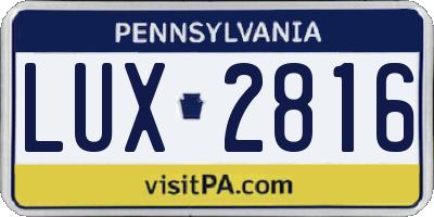 PA license plate LUX2816