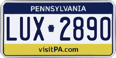 PA license plate LUX2890