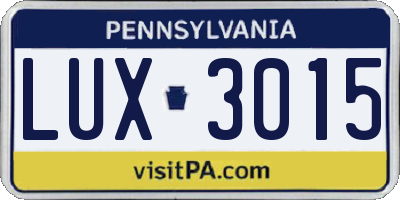 PA license plate LUX3015