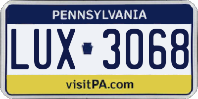 PA license plate LUX3068