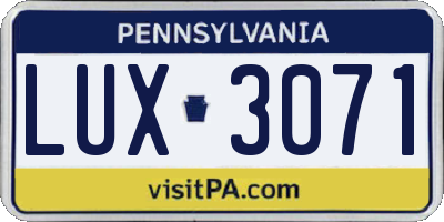 PA license plate LUX3071