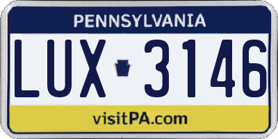 PA license plate LUX3146