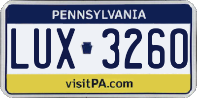 PA license plate LUX3260