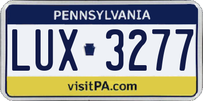 PA license plate LUX3277