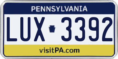 PA license plate LUX3392