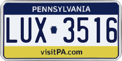 PA license plate LUX3516