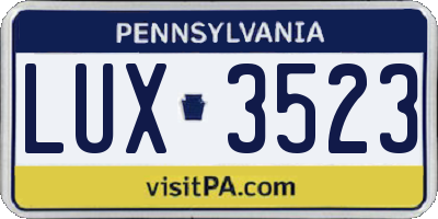 PA license plate LUX3523