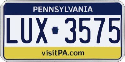 PA license plate LUX3575