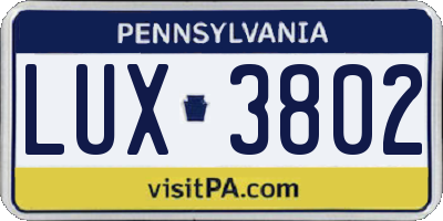 PA license plate LUX3802
