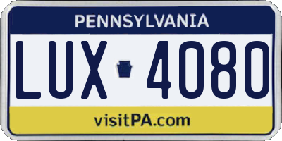 PA license plate LUX4080