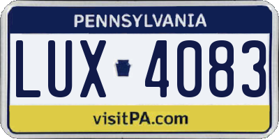 PA license plate LUX4083