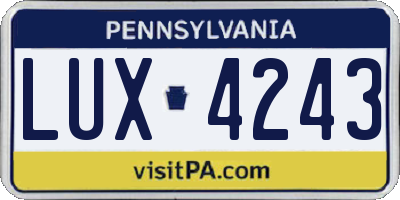 PA license plate LUX4243