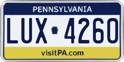 PA license plate LUX4260