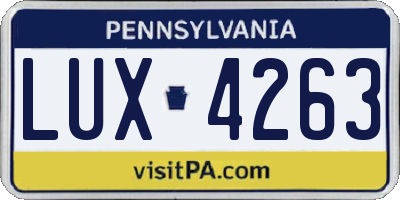 PA license plate LUX4263