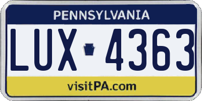PA license plate LUX4363