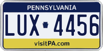 PA license plate LUX4456